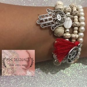 Fatima hand & Lotus Flower Bracelet set